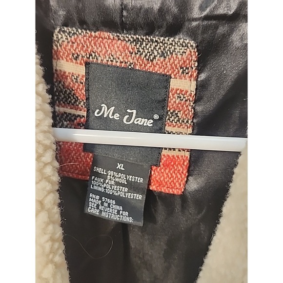 Me Jane Aztec Navajo Print Vest Womens Tag XL Wool Blend Faux Fur Southwestern - Picture 4 of 8